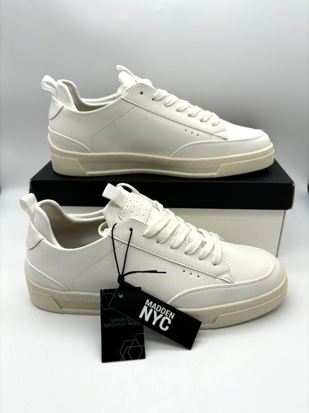 Madden NYC Men’s Cream White Low-Top Sneakers — Smooth Casual Style